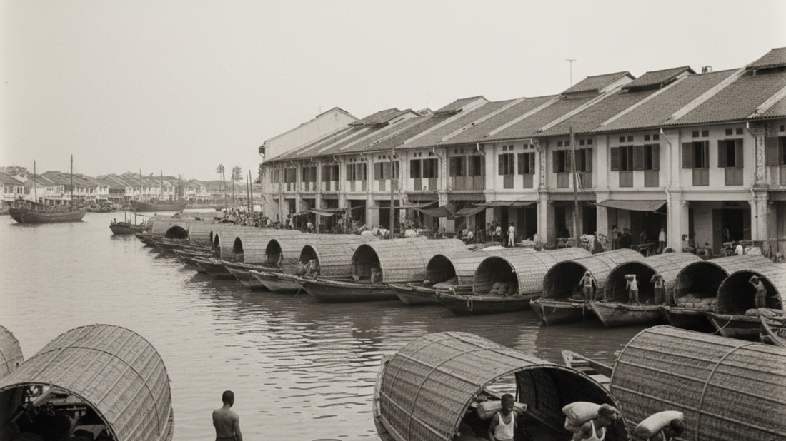 Boat Quay Singapore River in 1950s